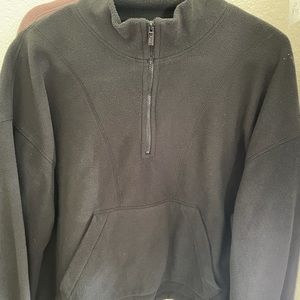 Pink polar fleece half zip black size large